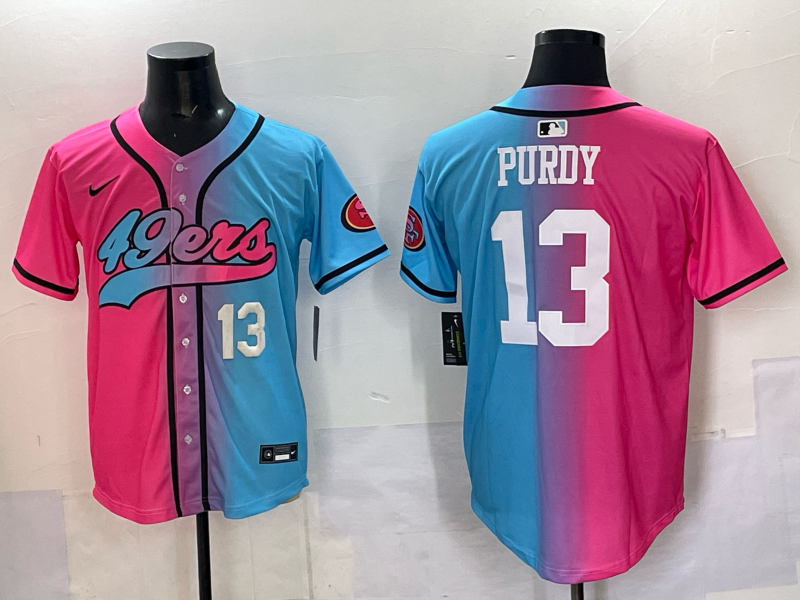 Men San Francisco 49ers #13 Purdy Blue pink Nike Limited NFL 2025 Jersey 0011